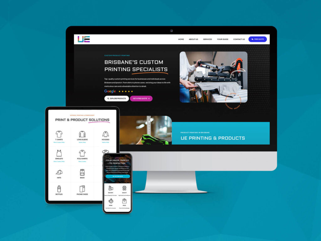 UE Printing & Products Website by Brisbane Web Design Agency OnePoint Solutions